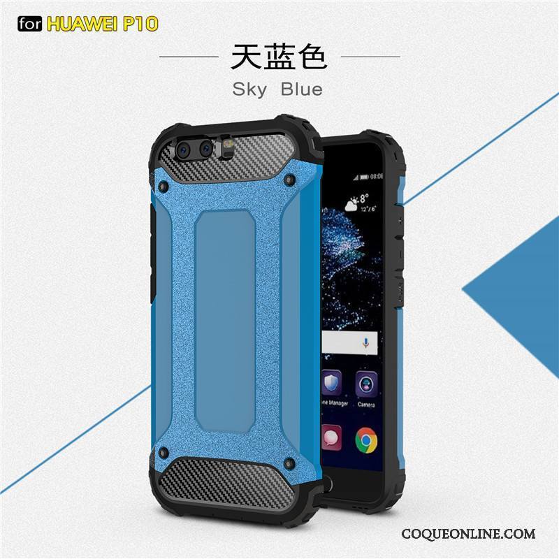 Huawei P10 Plus Coque Pu Bleu Accessoires Incassable Ballon Tout Compris Trois Défenses