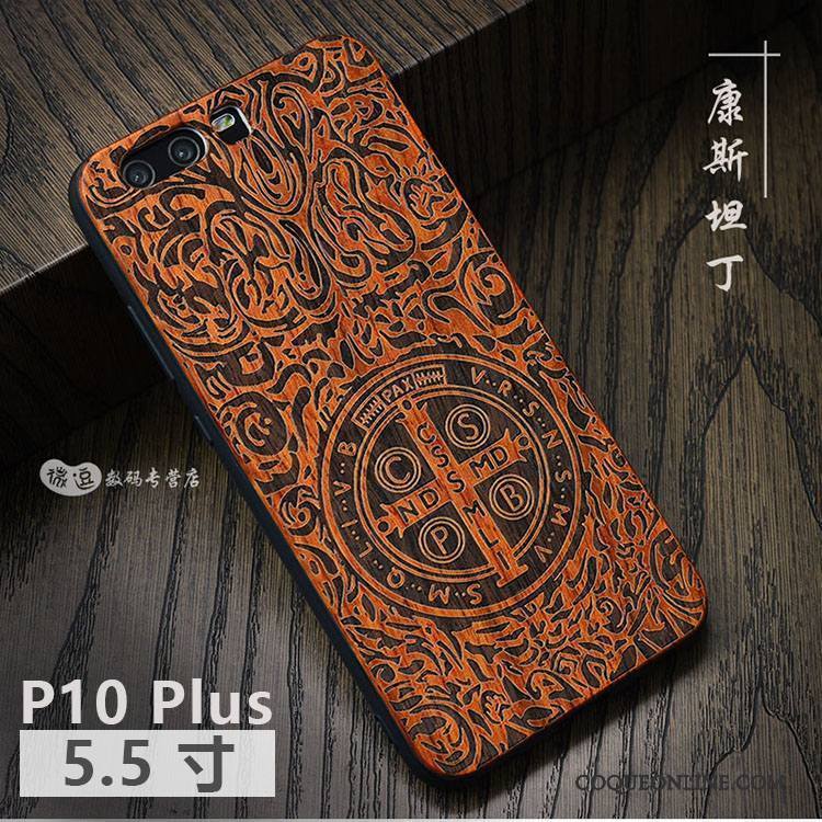 Huawei P10 Plus Coque Simple Créatif Étui Protection En Bois Incassable Personnalité