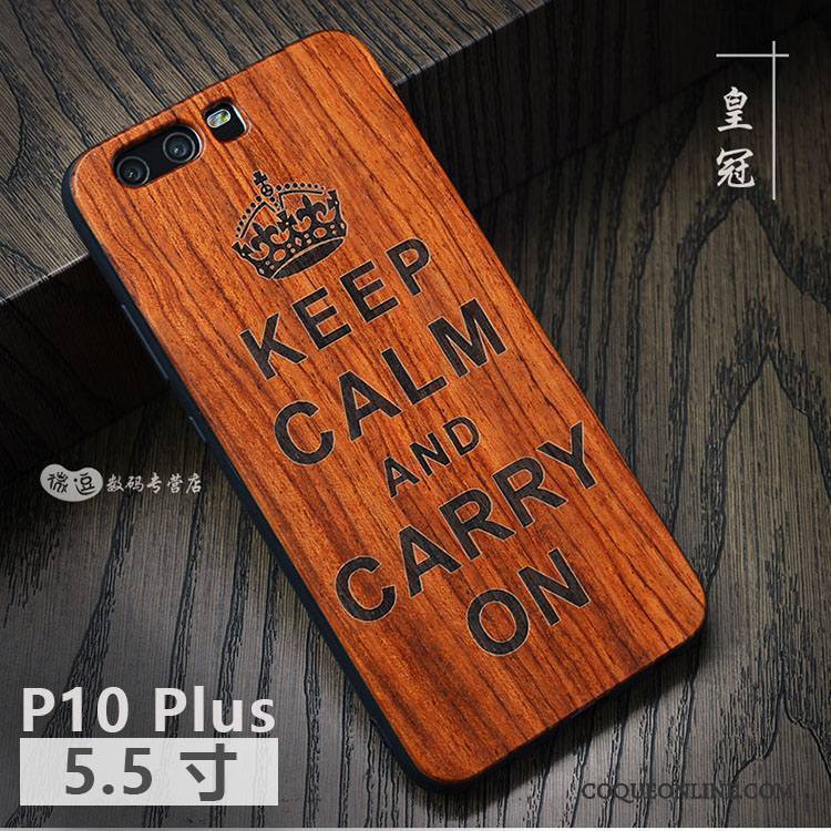 Huawei P10 Plus Coque Simple Créatif Étui Protection En Bois Incassable Personnalité