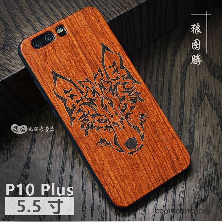 Huawei P10 Plus Coque Simple Créatif Étui Protection En Bois Incassable Personnalité