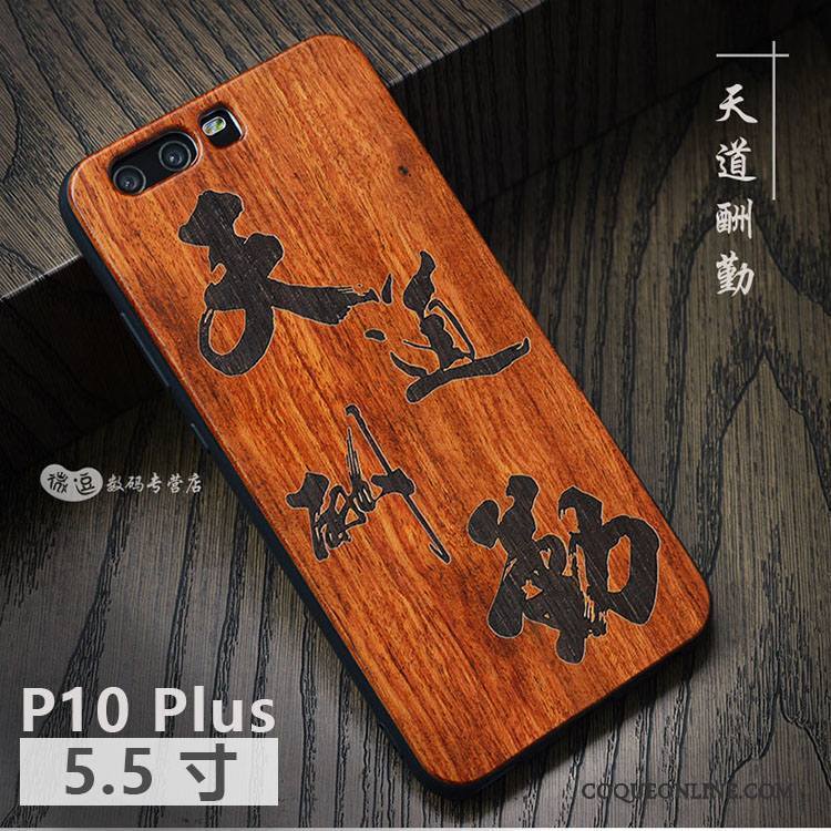 Huawei P10 Plus Coque Simple Créatif Étui Protection En Bois Incassable Personnalité