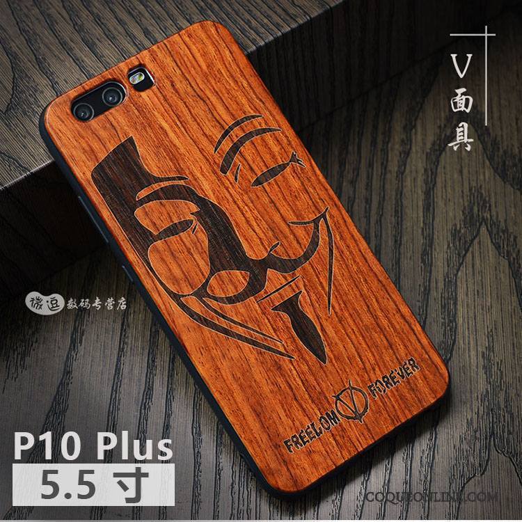 Huawei P10 Plus Coque Simple Créatif Étui Protection En Bois Incassable Personnalité