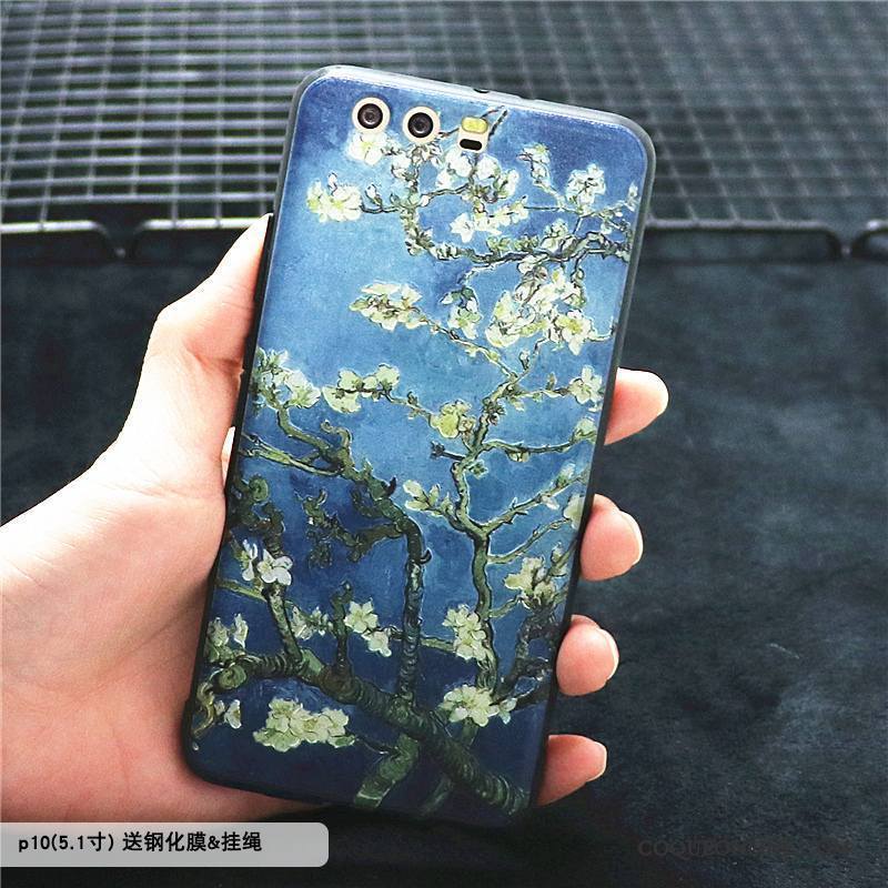 Huawei P10 Plus Créatif Coque De Téléphone Personnalité Étui Protection Peinture À L'huile Bleu