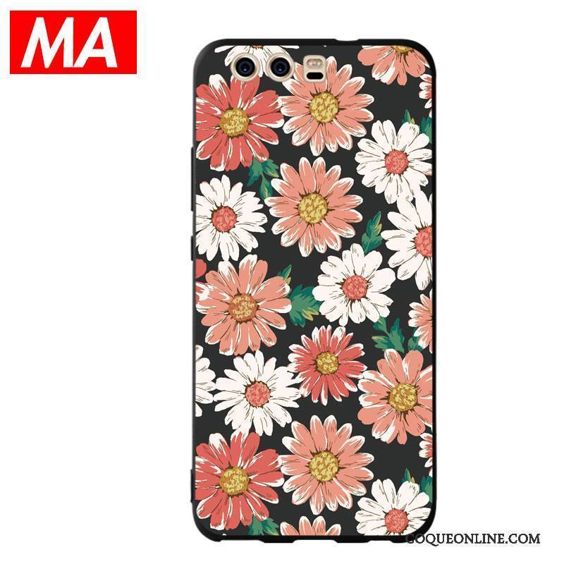 Huawei P10 Plus Fleurs Créatif Coque De Téléphone Silicone Tendance Noir Personnalité