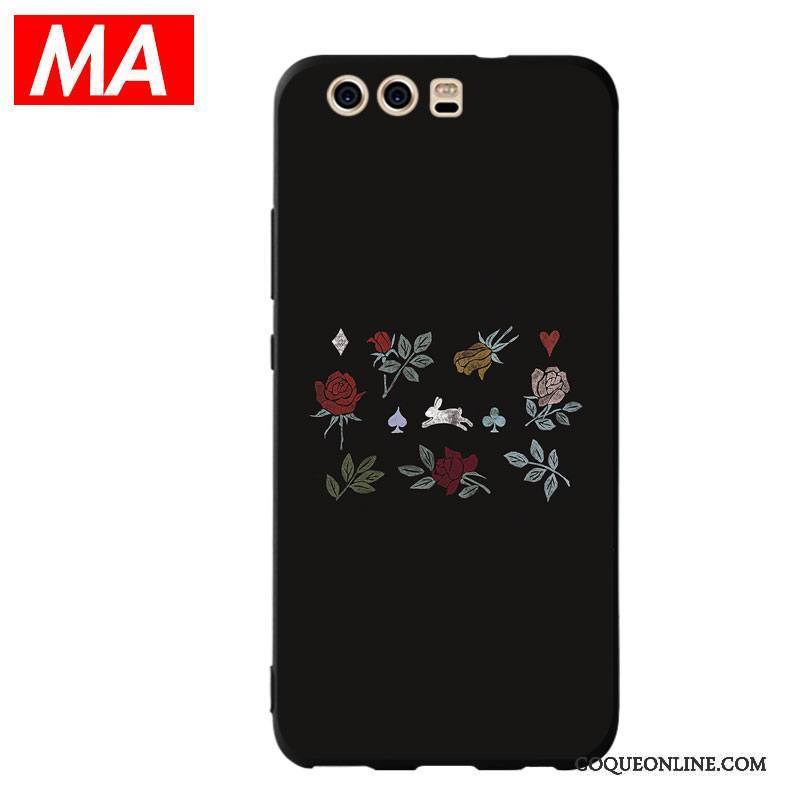 Huawei P10 Plus Fleurs Créatif Coque De Téléphone Silicone Tendance Noir Personnalité