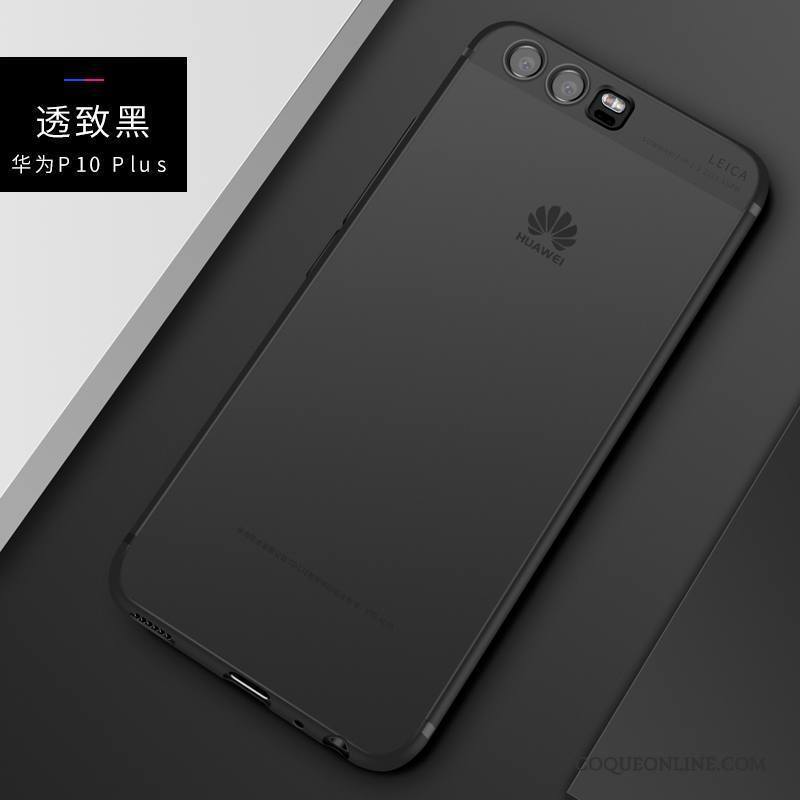 Huawei P10 Plus Fluide Doux Noir Étui Délavé En Daim Coque De Téléphone