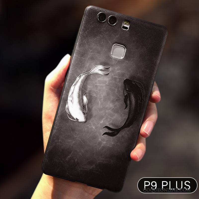 Huawei P10 Plus Incassable Coque De Téléphone Noir Protection Tout Compris Étui Gaufrage