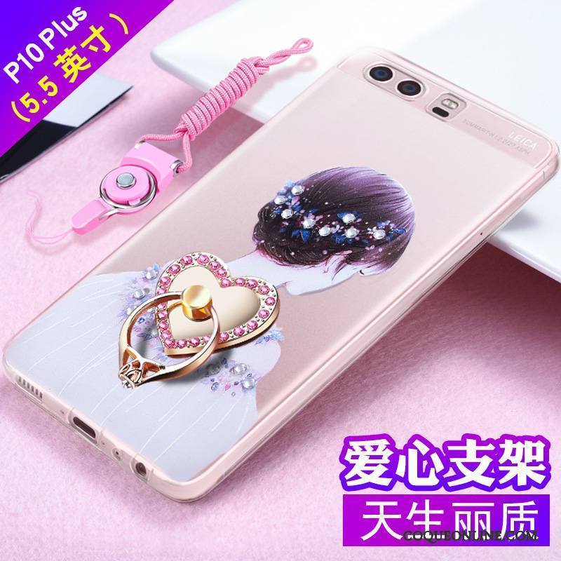 Huawei P10 Plus Incassable Gaufrage Fluide Doux Strass Coque De Téléphone Tout Compris Tendance