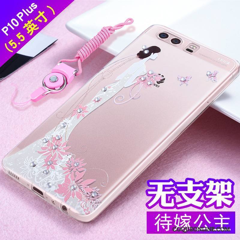 Huawei P10 Plus Incassable Gaufrage Fluide Doux Strass Coque De Téléphone Tout Compris Tendance