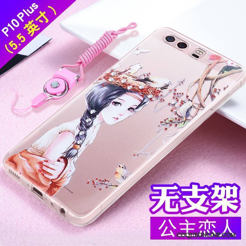 Huawei P10 Plus Incassable Gaufrage Fluide Doux Strass Coque De Téléphone Tout Compris Tendance