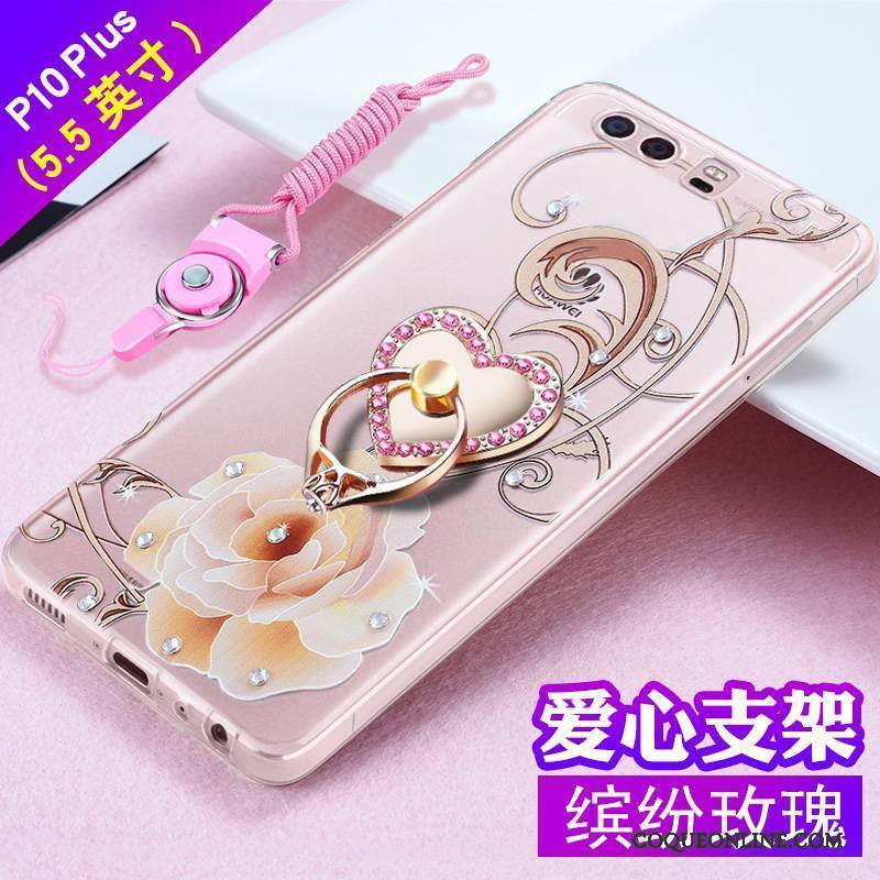 Huawei P10 Plus Incassable Gaufrage Fluide Doux Strass Coque De Téléphone Tout Compris Tendance