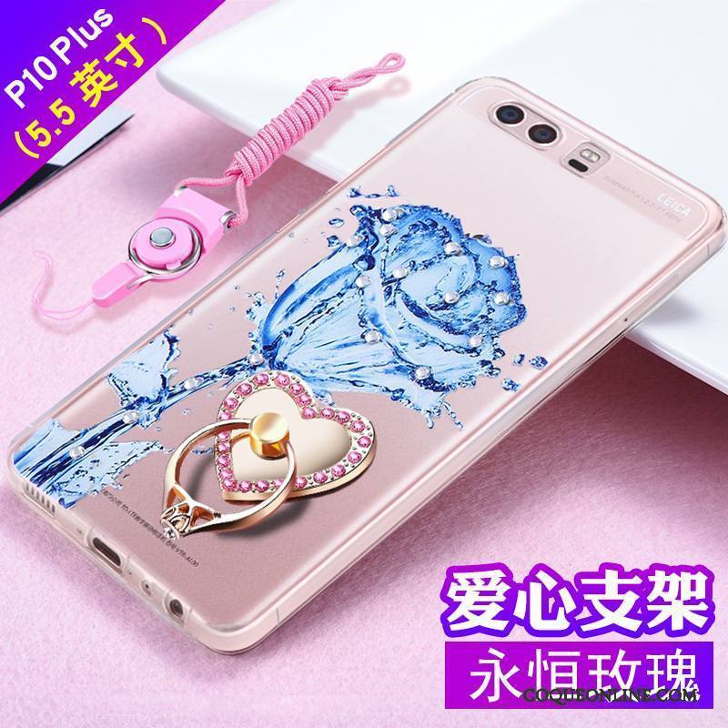 Huawei P10 Plus Incassable Gaufrage Fluide Doux Strass Coque De Téléphone Tout Compris Tendance