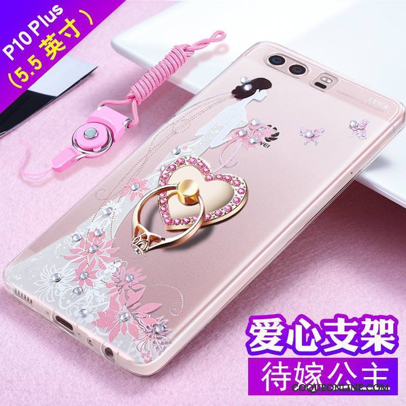 Huawei P10 Plus Incassable Gaufrage Fluide Doux Strass Coque De Téléphone Tout Compris Tendance