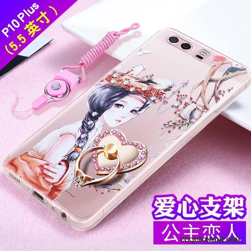 Huawei P10 Plus Incassable Gaufrage Fluide Doux Strass Coque De Téléphone Tout Compris Tendance