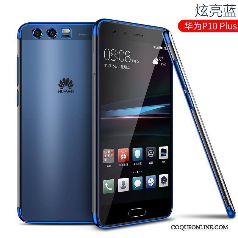 Huawei P10 Plus Incassable Personnalité Coque De Téléphone Tendance Étui Transparent Bleu