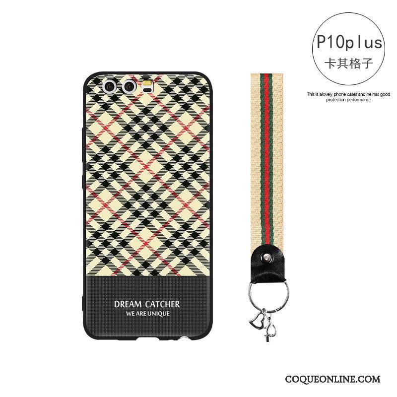 Huawei P10 Plus Incassable Téléphone Portable Fluide Doux Plaid Coque Tendance Simple