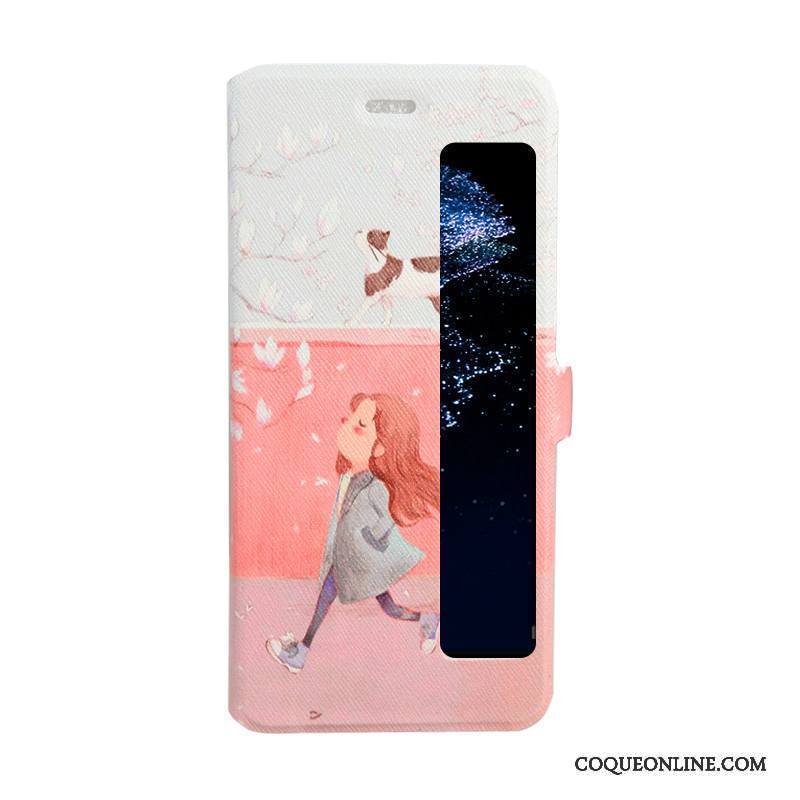 Huawei P10 Plus Ouvrir La Fenêtre Housse Protection Étui Peinture Bleu Coque De Téléphone