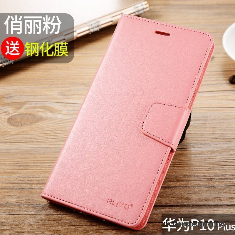 Huawei P10 Plus Rose Protection Clamshell Étui En Cuir Fluide Doux Coque De Téléphone En Silicone