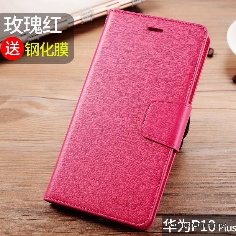 Huawei P10 Plus Rose Protection Clamshell Étui En Cuir Fluide Doux Coque De Téléphone En Silicone