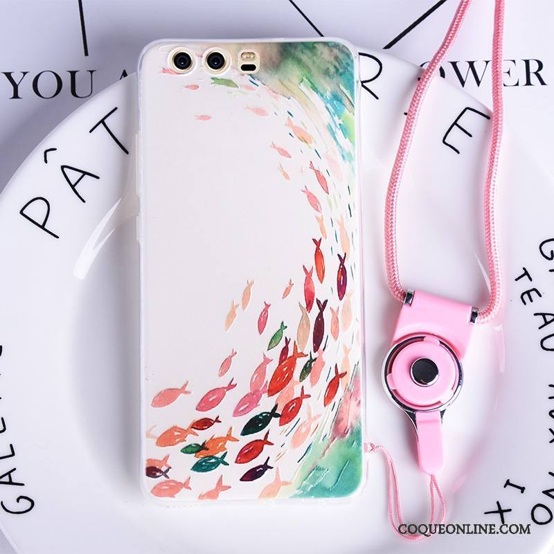 Huawei P10 Plus Tendance Coque De Téléphone Étui Silicone Gaufrage Légère Rose