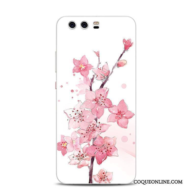 Huawei P10 Plus Tout Compris Anneau Silicone Coque Fleur De Pêche Support De Téléphone