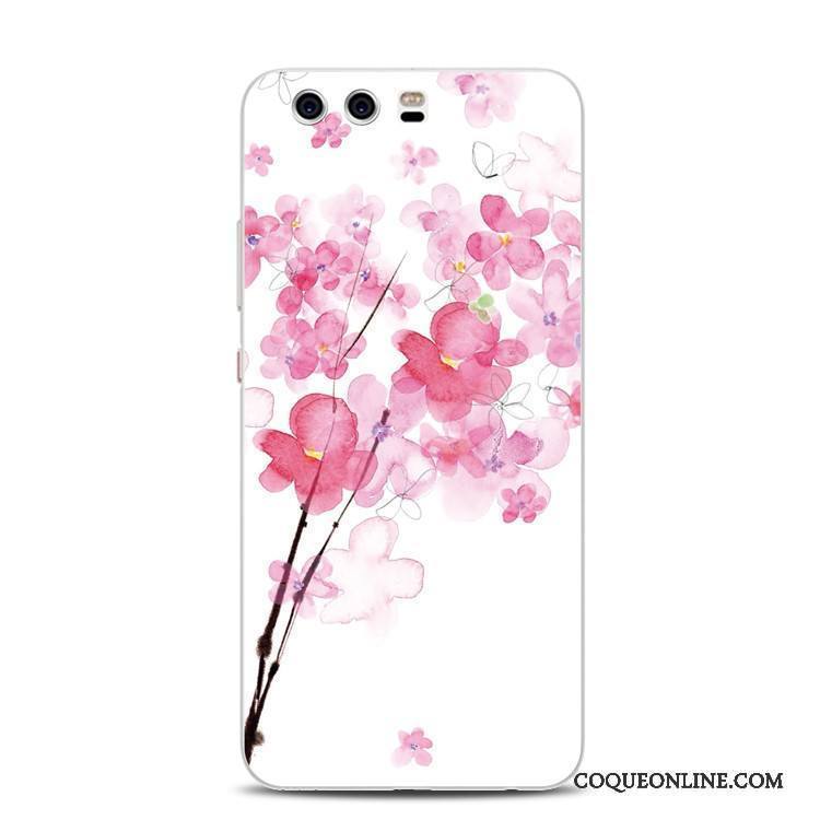 Huawei P10 Plus Tout Compris Anneau Silicone Coque Fleur De Pêche Support De Téléphone
