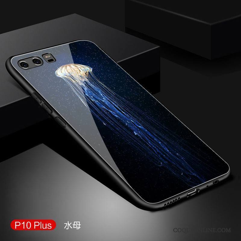 Huawei P10 Plus Tout Compris Étui Coque De Téléphone Personnalité Marque De Tendance Noir Verre