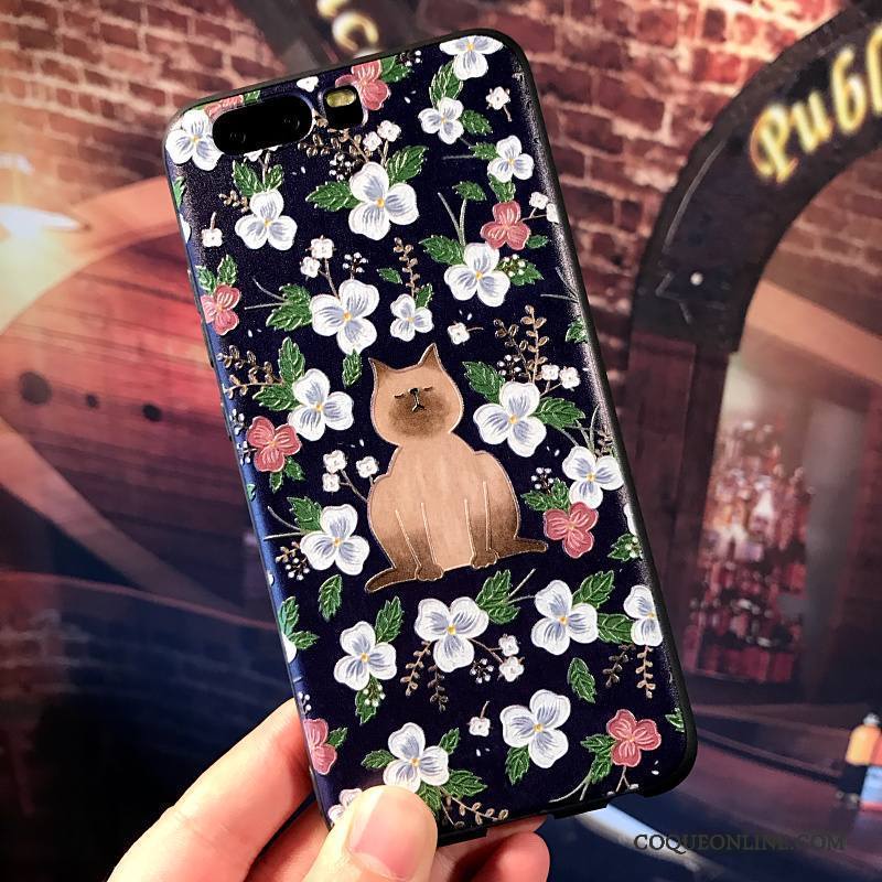 Huawei P10 Plus Étui Coque De Téléphone Tout Compris Dessin Animé Noir Incassable Fluide Doux