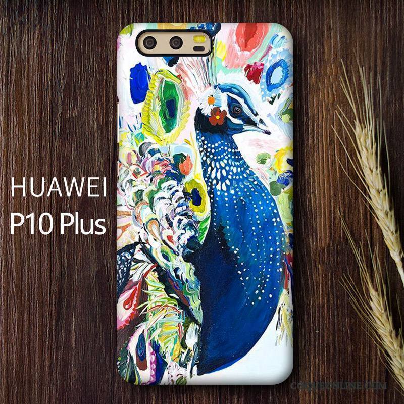 Huawei P10 Plus Étui Délavé En Daim Incassable Coque De Téléphone Vert Paon Téléphone Portable