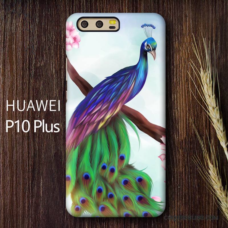 Huawei P10 Plus Étui Délavé En Daim Incassable Coque De Téléphone Vert Paon Téléphone Portable