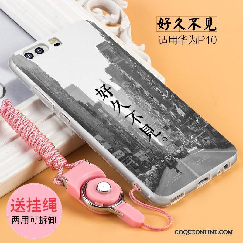 Huawei P10 Plus Étui Protection Coque De Téléphone Créatif Fluide Doux Rose Silicone