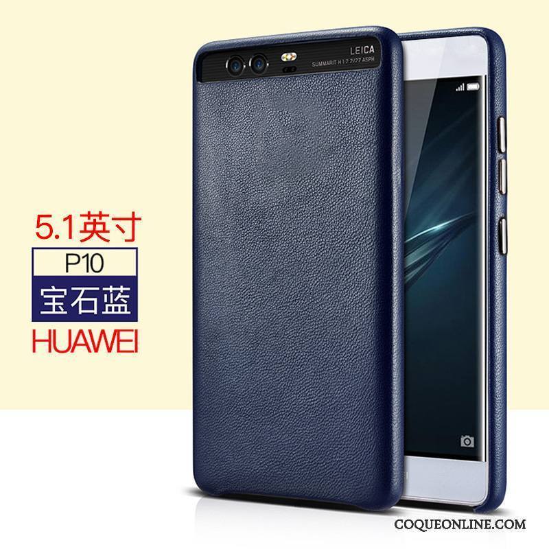 Huawei P10 Protection Cuir Véritable Coque De Téléphone Bleu Téléphone Portable Tout Compris Étui