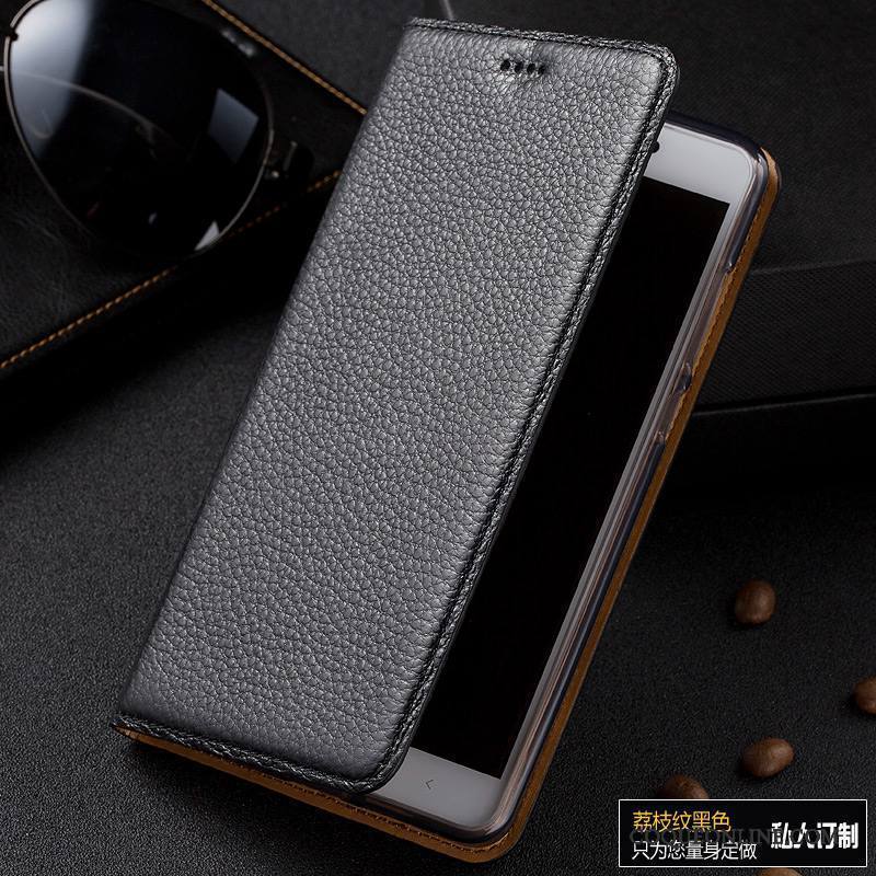 Huawei P10 Protection Cuir Véritable Étui En Cuir Noir Téléphone Portable Coque De Téléphone Housse