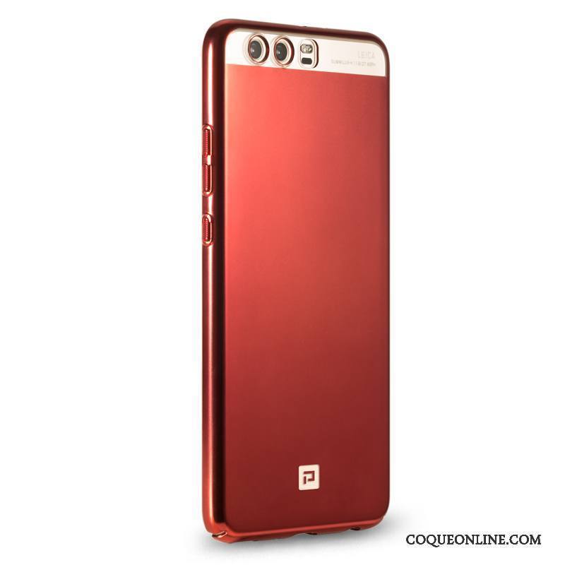 Huawei P10 Rouge Coque De Téléphone Étui Délavé En Daim Placage Protection Très Mince