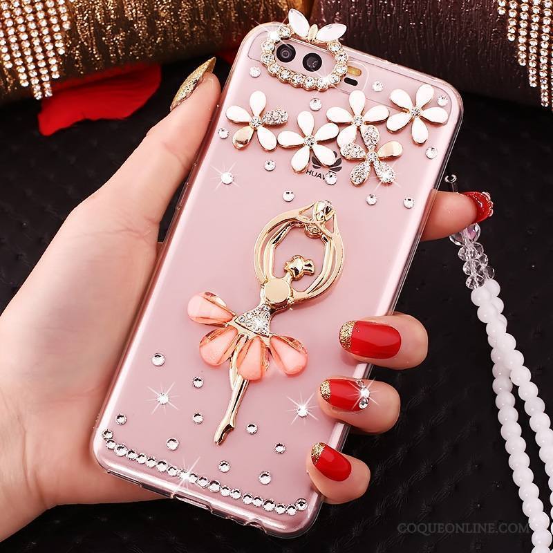 Huawei P10 Strass Coque Rose De Téléphone Protection Étui Silicone