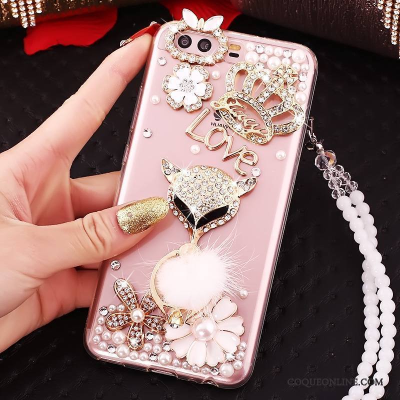 Huawei P10 Strass Coque Rose De Téléphone Protection Étui Silicone