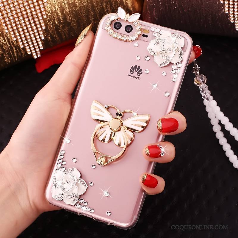 Huawei P10 Strass Coque Rose De Téléphone Protection Étui Silicone