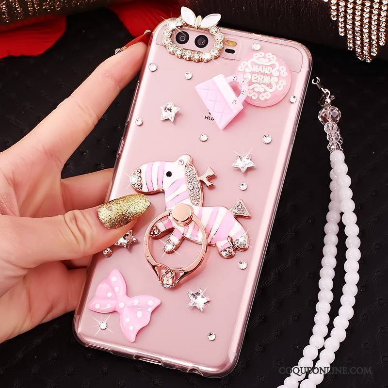 Huawei P10 Strass Coque Rose De Téléphone Protection Étui Silicone