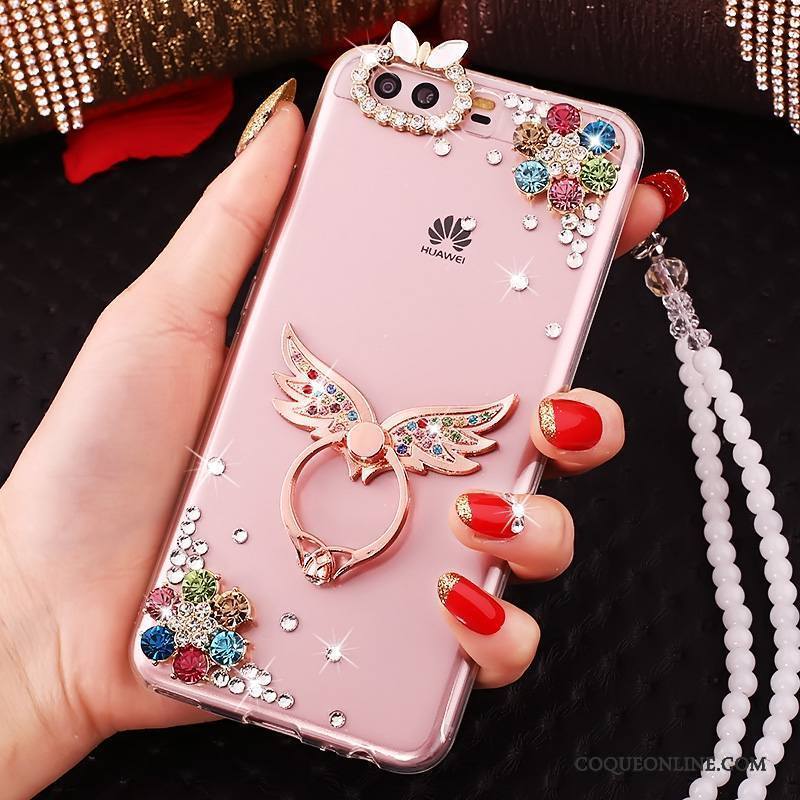 Huawei P10 Strass Coque Rose De Téléphone Protection Étui Silicone