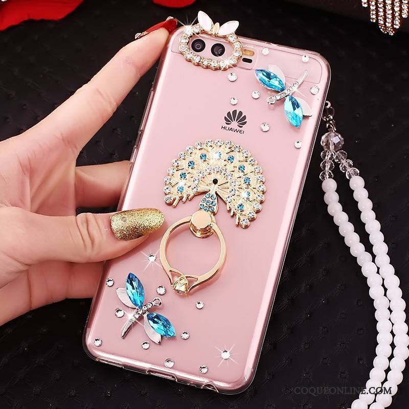 Huawei P10 Strass Coque Rose De Téléphone Protection Étui Silicone