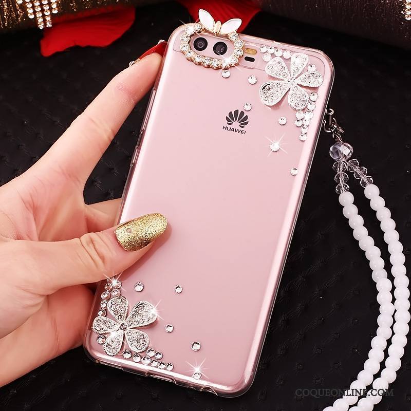 Huawei P10 Strass Coque Rose De Téléphone Protection Étui Silicone