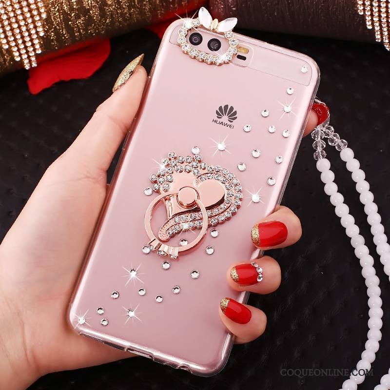 Huawei P10 Strass Coque Rose De Téléphone Protection Étui Silicone