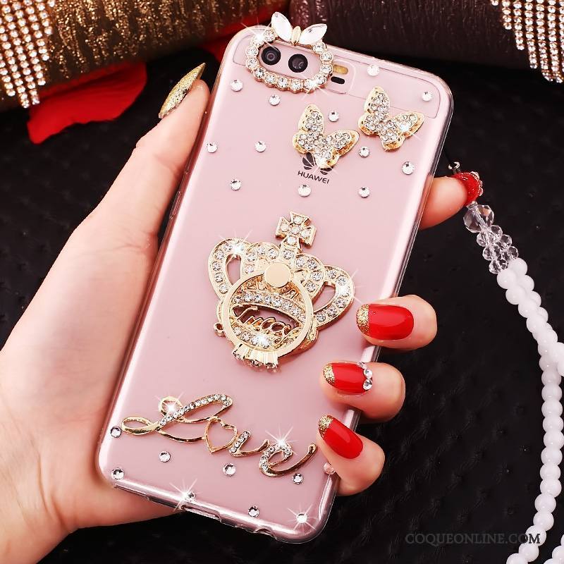 Huawei P10 Strass Coque Rose De Téléphone Protection Étui Silicone