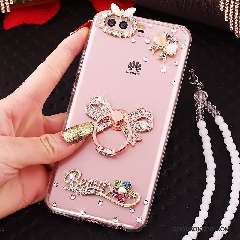 Huawei P10 Strass Coque Rose De Téléphone Protection Étui Silicone