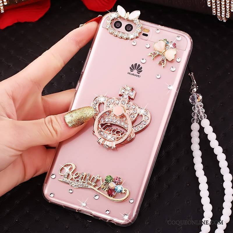 Huawei P10 Strass Coque Rose De Téléphone Protection Étui Silicone