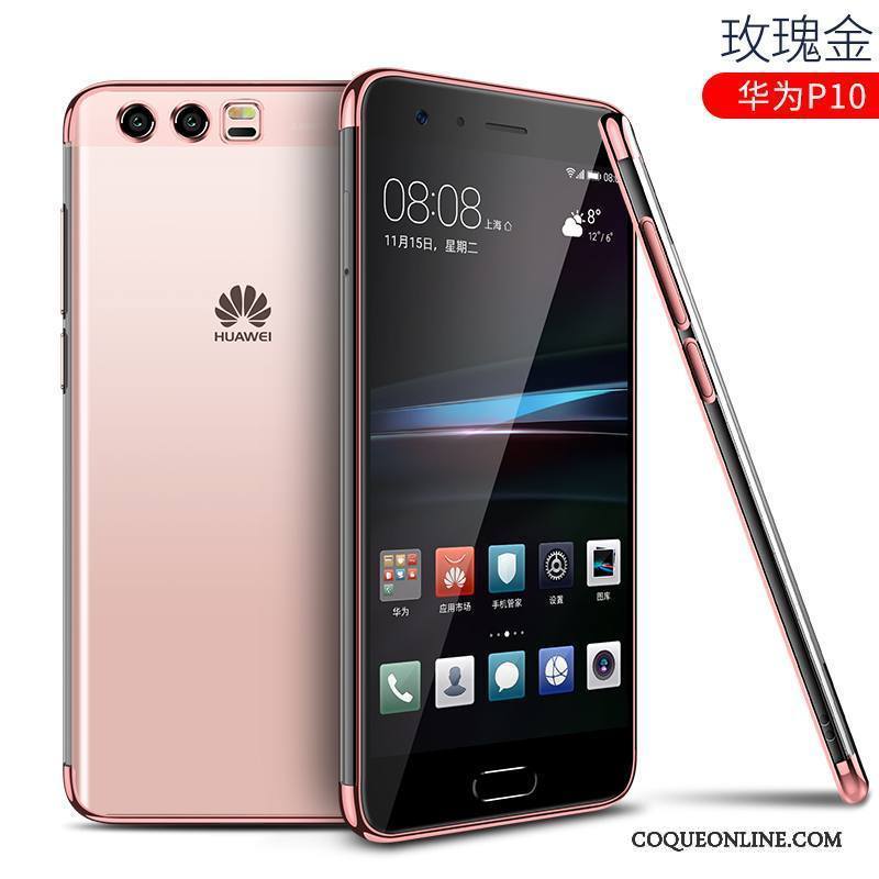 Huawei P10 Très Mince Transparent Tendance Étui Silicone Coque De Téléphone Or