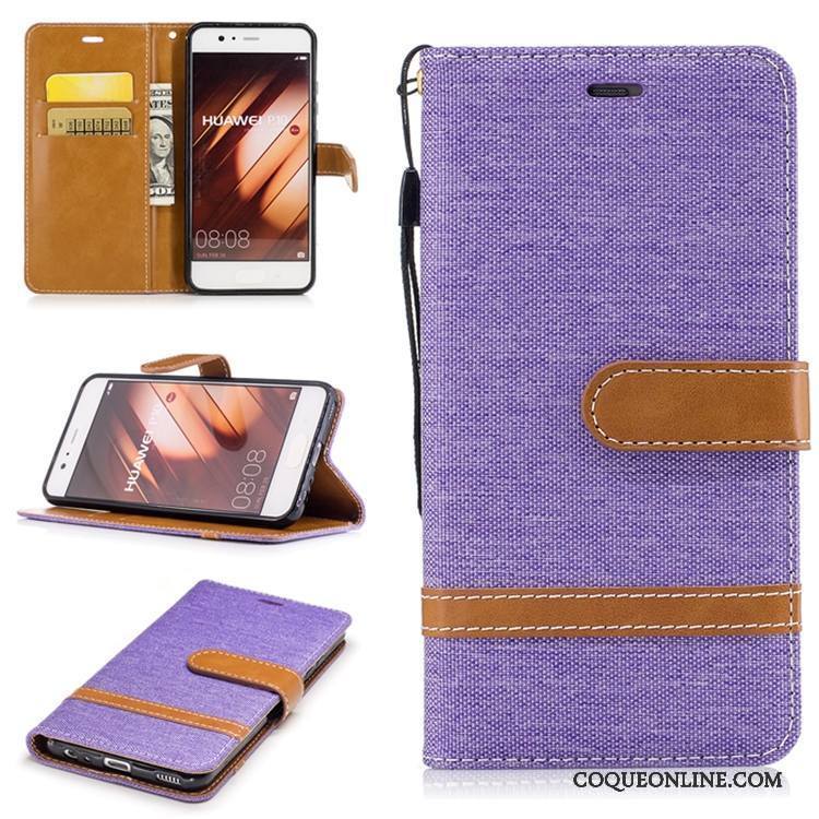 Huawei P10 Téléphone Portable Coque Incassable Fluide Doux Carte Portefeuille Couture Couleurs