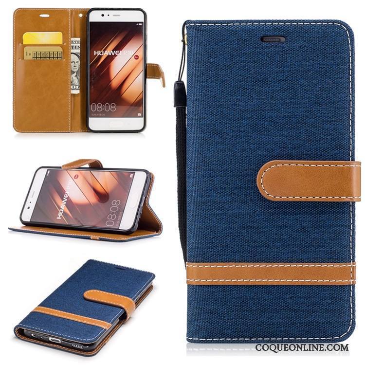 Huawei P10 Téléphone Portable Coque Incassable Fluide Doux Carte Portefeuille Couture Couleurs