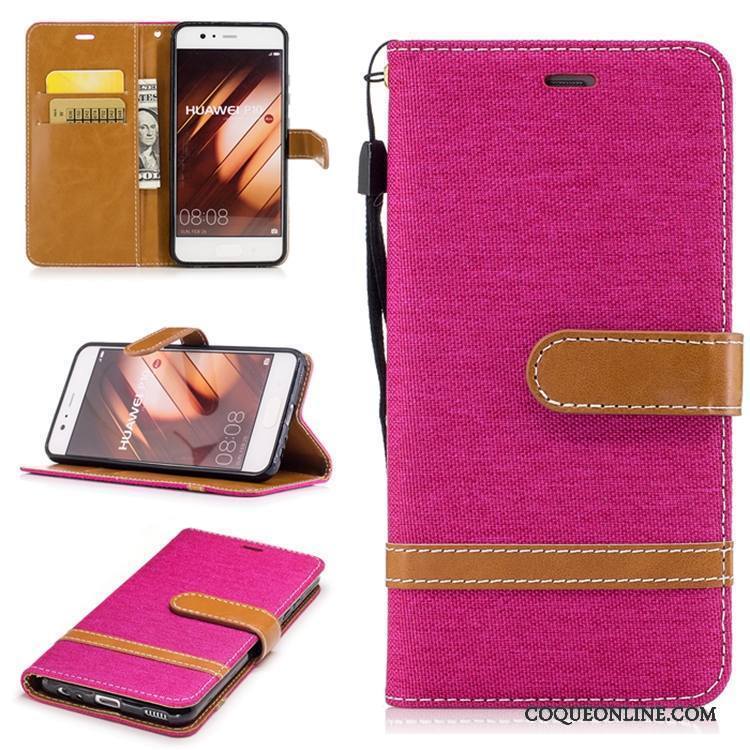 Huawei P10 Téléphone Portable Coque Incassable Fluide Doux Carte Portefeuille Couture Couleurs