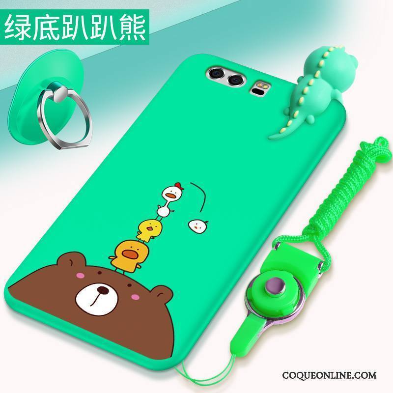 Huawei P10 Étui Dessin Animé Vert Coque Protection De Téléphone Fluide Doux